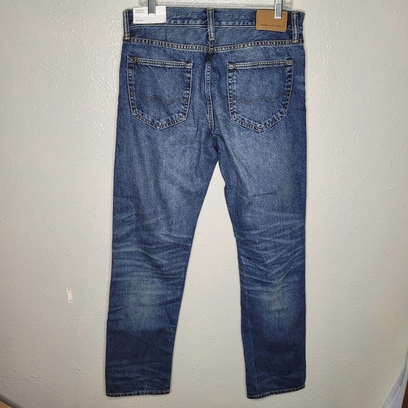 NWT American Eagle Jeans Mens 32x34 Blue Original Straight Leg Cotton Denim Dark - Picture 4 of 11